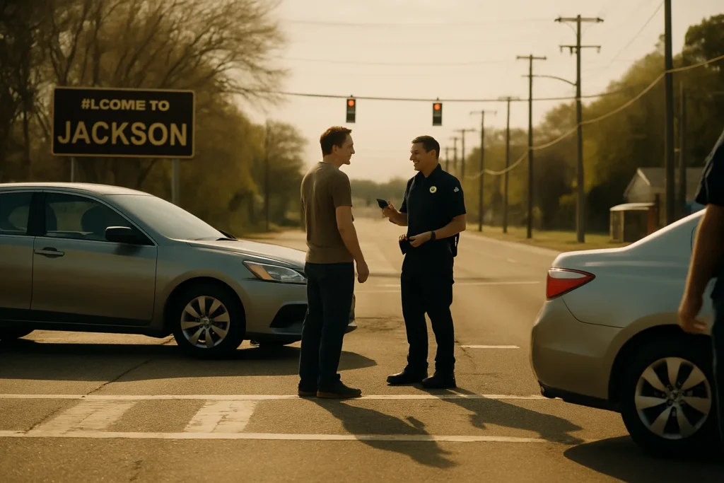 Jackson MS hit-and-run injury lawyer guide with vehicles and emergency response scene