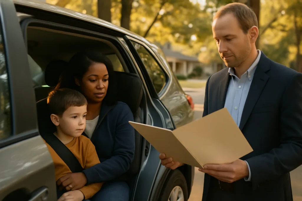 Parent reviewing a child passenger car accident claim in Jackson, MS